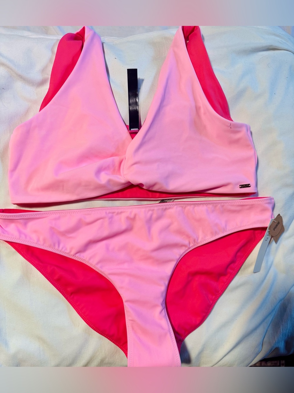 Pink Victoria secret Light Pink & Hot Pink Two-Tone reversible Bikini Set